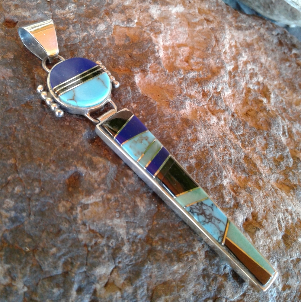 Sterling Silver Gorgeous Multi Inlay PENDANT
